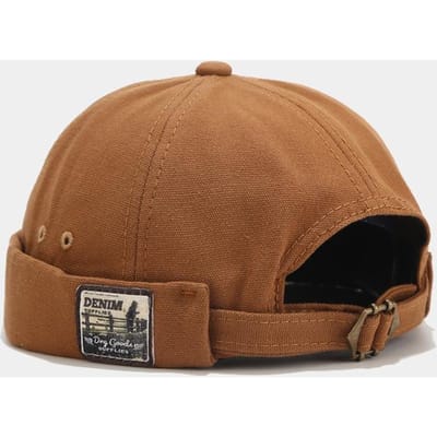Ricygvm Dome Meloenmuts Heren Dames Mode Vintage Randloze Pet Hip Hop Verhuurdersmuts Unisex Skullies Muts Effen Kleur Docker Cap one size brown