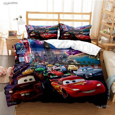 Pixar Mcqueen Auto Alle Seizoenen Dekbedovertrek Dekbed Beddengoed Sets Zachte Dekbedhoes En Kussenslopen Enkel/Dubbel/Queen/King AU Single(140*210cm)3pcs