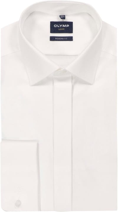 OLYMP Luxor modern fit overhemd - smoking overhemd structuur - offwhite - Strijkvrij - Boordmaat: 45
