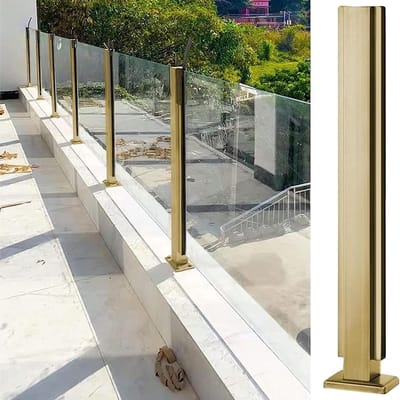 Leuningpalen RVS - Glazen balustrade - Terras afzetten - Eenvoudige montage - 60 cm hoogte - Lichtgrijs