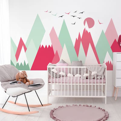 Kinderstickers van Scandinavische bergen van Sofinka, 100 x 150 cm