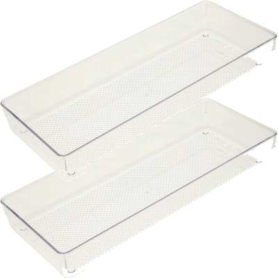 Plasticforte Lade organizer Skuff - 2x - transparant - kunststof - 15 x 37,5 x 5 cm - modulair - ladeverdeler