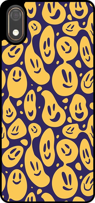 Smartphonica Telefoonhoesje Geschikt voor Huawei Y5 (2019) met smiley opdruk - TPU backcover case emoji design - Paars Geel geschikt voor Huawei Y5 (2019)