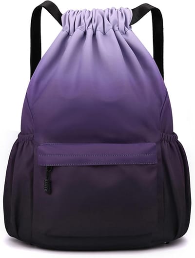 Outdoor Reistas met Schouderband en Trekkoord, Waterdichte Rugzak voor Sport en Reizen, 25L, Gradiënt Grijs Zwart, 48 x 34 x 15 cm