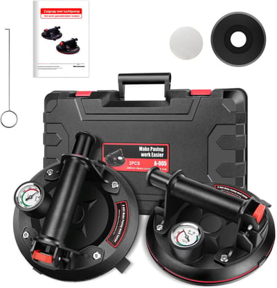 Vacuüm Tegelzuignap met Drukmeter - Professionele Glaszuiger Maximaal Draagvermogen 200kg - Zware Zuignap voor Keramische Tegels, Houten Platen, Glas en Marmer