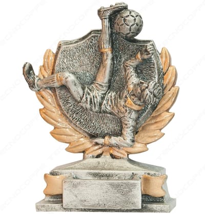 Voetbal Trofee - Sport Prijs - Wedstrijd Winnaar - Met Naamplaatje - 13.5 cm Hoog - Gekleurd Hars