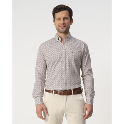 Campbell Casual Overhemd Otter Brown Heren