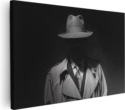 Artaza Canvas Schilderij Gangster - 30x20 cm - Klein - Muurdecoratie Maffia - Wanddecoratie Portret - Kamer Accessoires