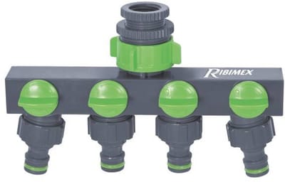 Waterverdeler voor de tuinkraan RIBIMEX, 3/4" en 1", 3/4" en 1/2"