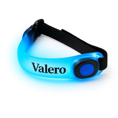Valero Hardloopverlichting LED-armband (verlengd model) – water- & zweetbestendig hardlooplampje voor arm/been/tas, incl. batterijen – zichtbaar tot 300 m, Blauw