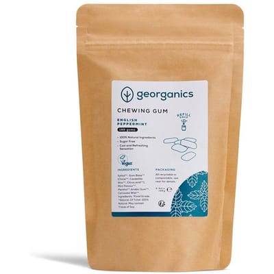 Georganics Chewing Gum English Peppermint Refill - Natuurlijke Kauwgom - Navulverpakking - Plasticvrij - 120 Stuks