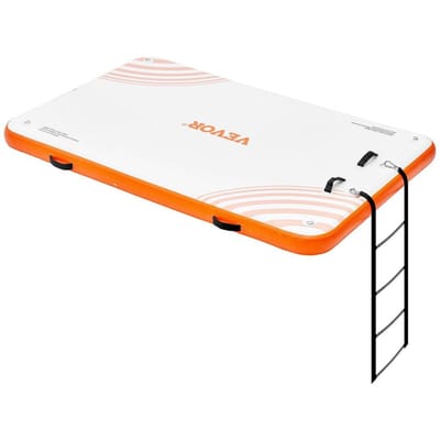 Opblaasbaar drijvend dok, 8 x 5FT Opblaasbaar dokplatform, Antislip Water Drijvend Dokmat met Draagbare Draagtas & Afneembare Ladder, Drijvend