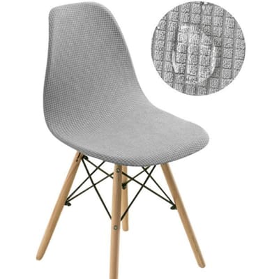 Housse de chaise en coquille imperméable à l'eau, housses de chaise de cuisine élastiques, housses de siège de chaise en Jacquard pour salle à manger, décoration de banquet et de mariage, 1 pièces 1-PCS gris clair