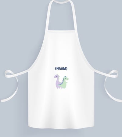Akyol - 2 dino's met eigen naam Keukenschort - Dinosaurus - kinderen/dino liefhebber - verjaardagscadeau - cadeau - kado - geschenk - verjaardag - 82 bij 71 cm