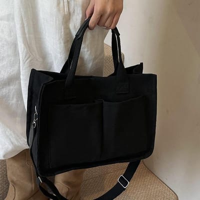 Grote capaciteit Pendeltas Nieuwe Niche Canvas Tas Dames Retro Handtas met één schouder Eenvoudige Crossbody Tas gray