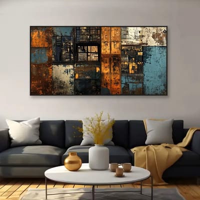 Canvas poster - Industrieel abstract - Metaal textuur - Moderne kunst - Urban wanddecoratie - 60x120 cm - Zonder lijst - trendy