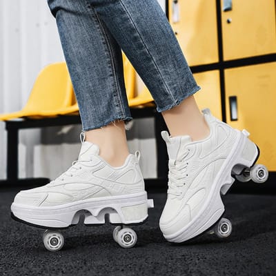 Nieuwe Wegloopschoenen, Studenten Rolschaatsen, Heren- en Dames Schaatsen Kunnen met één klik Krimpen, Volwassen Vierwiel Vliegwiel 35
