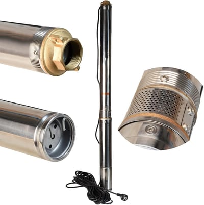 Dompelpomp Dieptebronpomp - Waterpomp Bronpomp - Put Water Oppompen - Zandbestendige Waaiers - 3.5 Inch 750W - Zilver