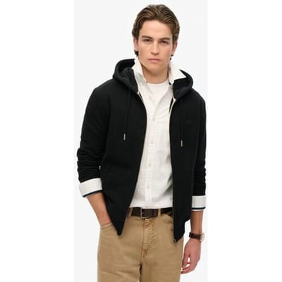 Superdry Essential Logo Half Brushed Zip Hoodie Zwart Grootte: XL