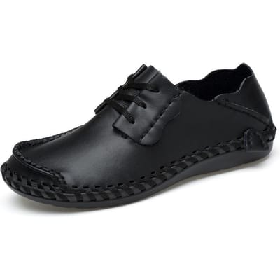 Plus Size Lente en Herfst Heren Schoenen van Volledig Leer Casual Brits Trendy Zakelijk Lage Schoenen Heren Trendy Schoenen 47 black