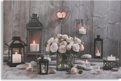 Art for the Home Knusse Kaarsen LED Canvas 60x90 cm
