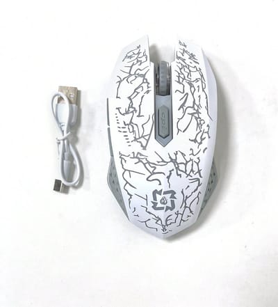 S&E 2.4GHz & Bluetooth Dual Mode Draadloze Gaming Muis - Crack Design - RGB Verlichting - Stil - Oplaadbaar - Instelbare DPI (3 Niveaus) - Wit