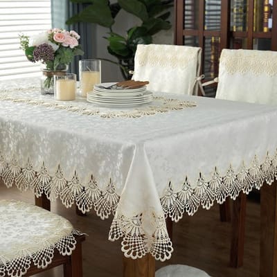 Rechthoekig tafelkleed Luxe borduurwerk Kant tafelkleed Bloem Elegant uitgehold tafelkleed Handdoeken Eettafeldecoratie 120X180cm