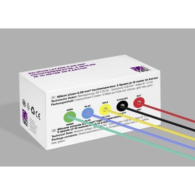TRU COMPONENTS TC-14085040 Siliconen draad 0.08 mm² Rood, Zwart, Geel, Blauw, Groen 1 set(s)