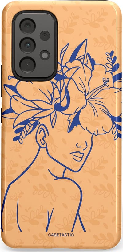 Casetastic hoesje geschikt voor Samsung Galaxy A53 (2022) 5G - Dubbellaagse bescherming - Lijn en Bloesem - Fashion Case - Perzik