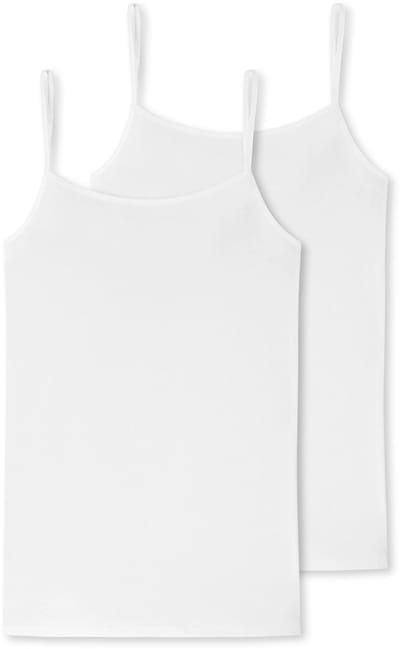 SCHIESSER 95/5 singlet (2-pack) - dames spaghettitop biologisch katoen wit