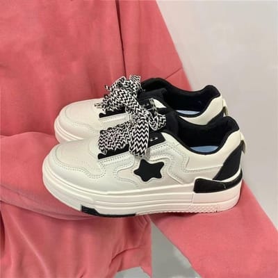 Kleine Witte Schoenen Kinderen Lente en Herfst Nieuw Ins Dikke Zool Veelzijdige Casual Board Schoenen 40 zwart