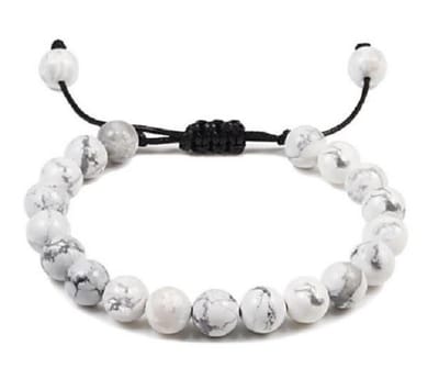 Sorprese armband - Milaan - armband heren - wit marmer - 17-25 cm - verstelbaar - unisex - cadeau - Model L