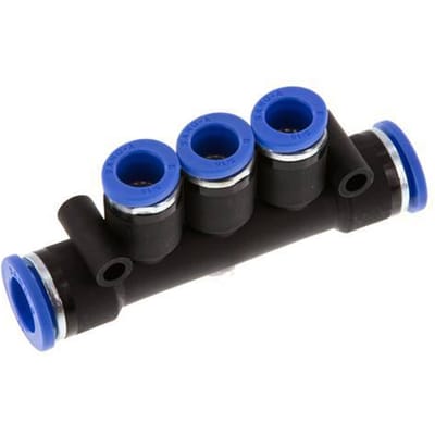 8mm x 10mm 3-way Manifold Messing/PA 66 Insteekfitting NBR