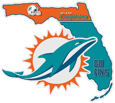 Signs USA - wandbord - dibond - Miami Dolphins - NFL - 25 x 22,5 cm