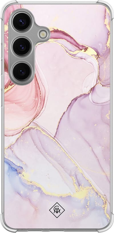 Casimoda® hoesje - Geschikt voor Samsung Galaxy S24 Plus - Marmer roze paars - Shockproof case - Extra sterk - TPU/polycarbonaat - Paars, Transparant