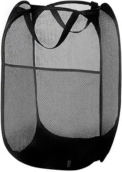 wasmand, pop-up wasmand met handgrepen, grote opvouwbare wasmand, opbergmanden voor vuile kleren, Teddy organiser bakken voor slaapkamer, badkamer, zwart