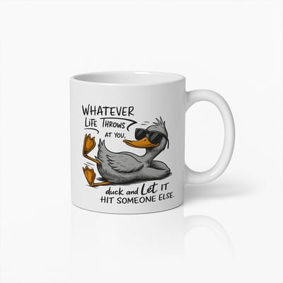 Grappige Eend Mok - Humoristische Koffiebeker met 'Wat Het Leven Gooit' Ontwerp - Perfect Cadeau Voor Dierenliefhebbers