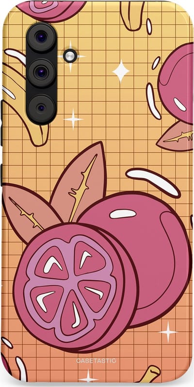 Casetastic Hoesje Geschikt voor Samsung A54 (5G) - Stijlvolle Beschermende Duo-layer Case - Fruitige bananen ruitjes