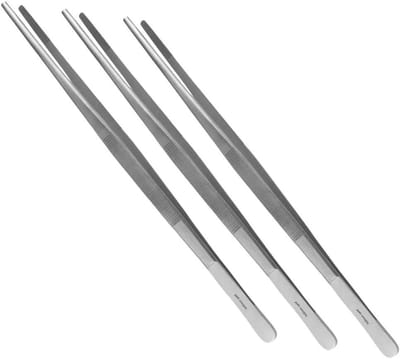 Technische Pincetten - Modelbouw Gereedschap - Precisiewerk - Roestvrij Staal - 25 cm - Zilverkleurig