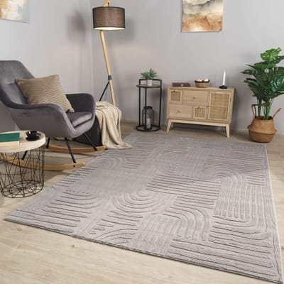 Woonkamertapijt eetkamer kortpolig geometrisch uiterlijk Skandi Boho effen kleuren