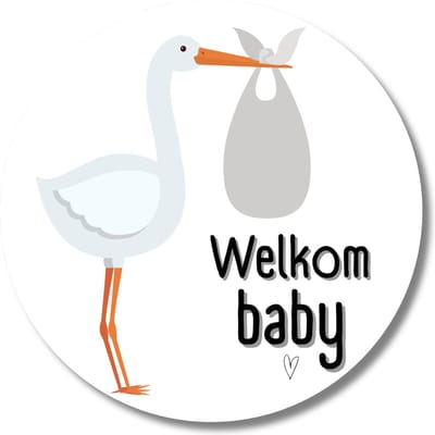20 x Sluitzegel Geboortekaartje | Geboorte Stickers Baby | Kraamcadeau | Ooievaar