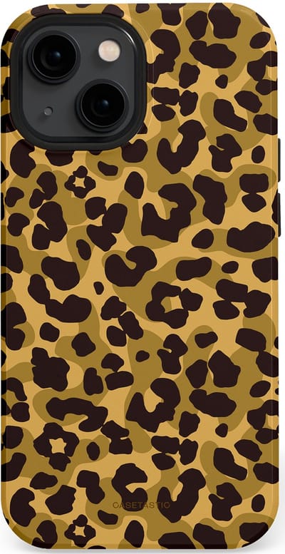 Casetastic hoesje geschikt voor Apple iPhone 13 mini - MagSafe - Dubbellaagse bescherming - Jungle Panter - Fashion Case - Zwart Crème Beige