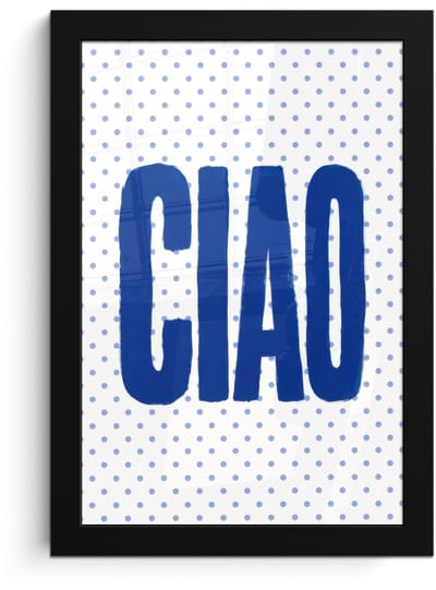 Poster in lijst - Fotolijst 20x30 cm - Posters - Ciao - Stippen - Roze - Wit - Posterlijst zwart - Decoratie - Wanddecoratie woonkamer - Muurdecoratie slaapkamer