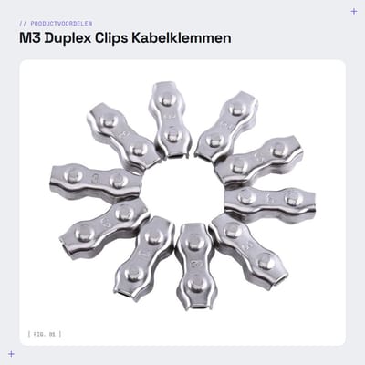 Dailygoods- Draadkabelklem M3 - Roestvrij Staal - Duplex Klem - 10 Stuks - Ruimtebesparend - Eenvoudig te Installeren - Kabelklem