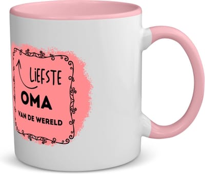 Akyol - liefste oma van de wereld koffiemok - theemok - roze - Oma - de liefste oma - verjaardag - cadeautje voor oma - kado - geschenk - 350 ML inhoud