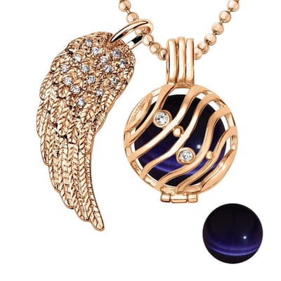 Engelenroeper 18mm Bolhouder met Ketting 90cm en Bolletje - Dames - Roségoudkleurig Golven - EBS18075