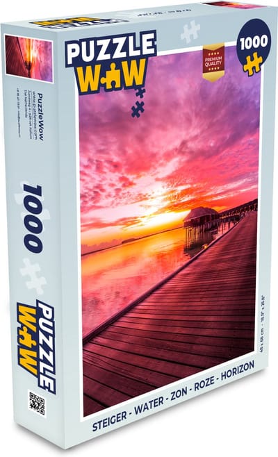 Puzzel Steiger - Water - Zon - Roze - Horizon - Legpuzzel - Puzzel 1000 stukjes volwassenen