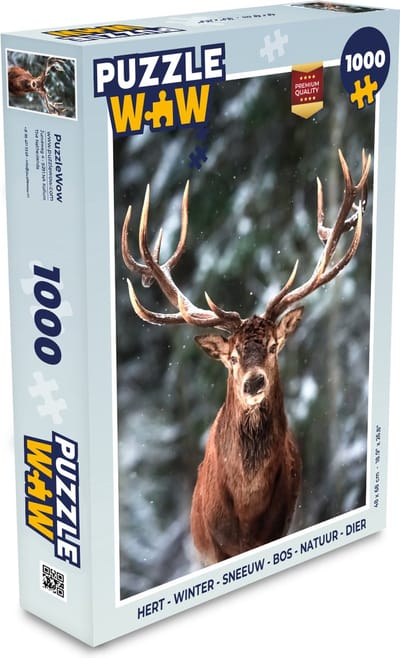 Puzzel Hert - Winter - Sneeuw - Bos - Natuur - Dier - Legpuzzel - Puzzel 1000 stukjes volwassenen