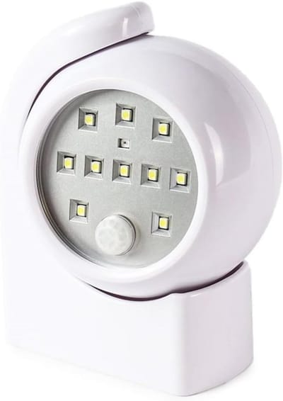 Batterij-aangedreven Bewegingssensor Beveiligingslicht - 360 graden Verstelbaar met 10 Witte SMD LED's - Wandmontage of Draadloos