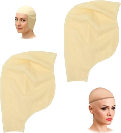 2 Stuks Realistische Kaal Hoed - Latex Kaal Hoofd met Huidkleur, Elastisch en Zacht, Inclusief Haarnet voor Volwassenen, Cosplay, Carnaval, Halloween en Theatervoorstellingen